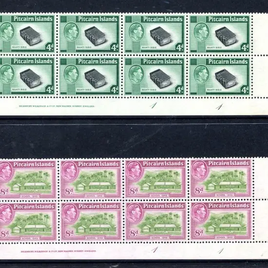 Pitcairn 1951 4d Bible & 8d School in MUH imprint ...