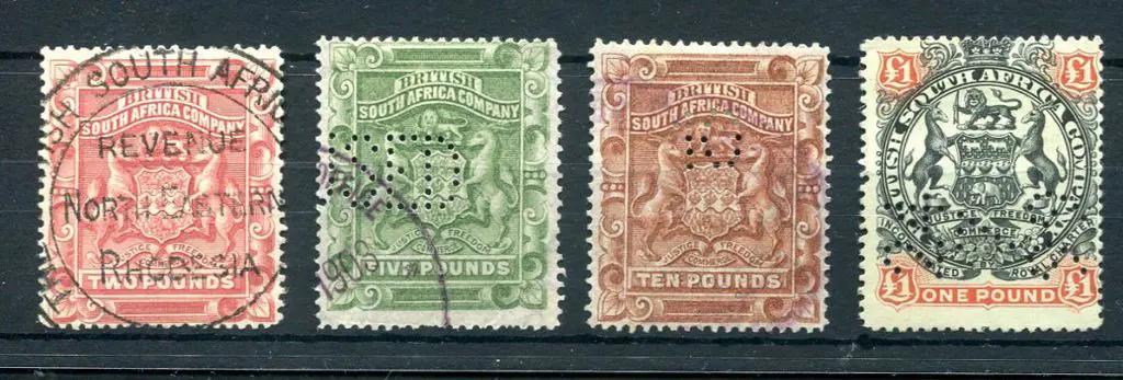 Rhodesia 1892 £2 Arms with neat upright "REVENUE" ... Image 1++