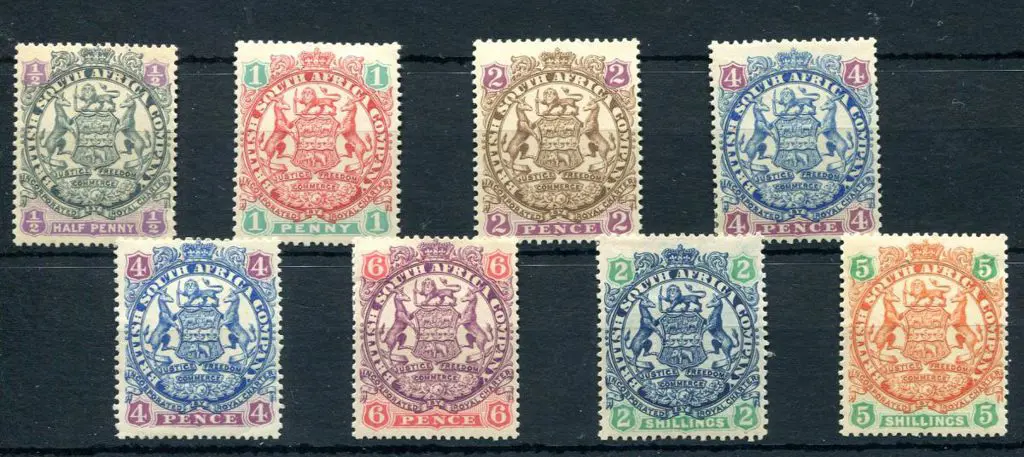 Rhodesia 1896/97 Arms, Die II set to 5/- excl ... Image 1++
