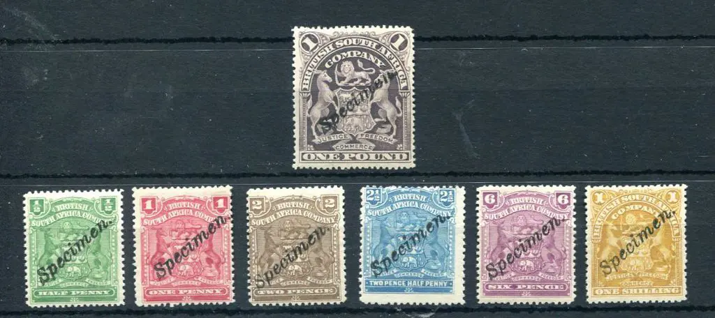 Rhodesia 1898/1908 ½d, 1d, 2d, 2½d, 6d, 1/- & £1 ... Image 1++