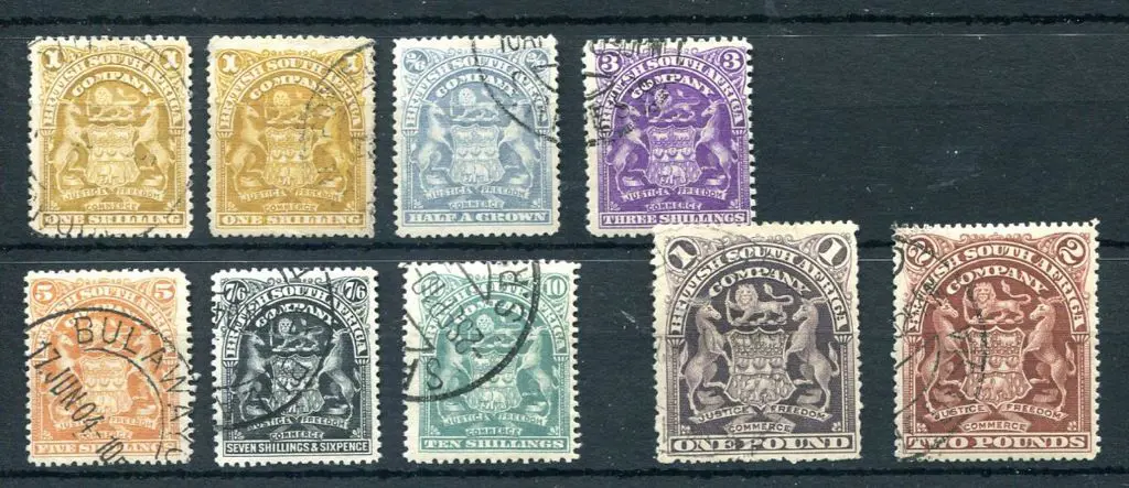 Rhodesia 1898/1908 1/- in 2 shades, 2/6d, 3/- deep ... Image 1++