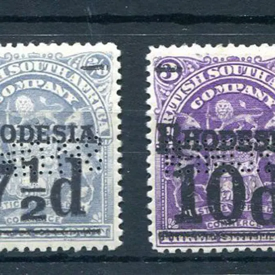 Rhodesia 1909 5d to "TWO SHILLINGS" surcharges ...