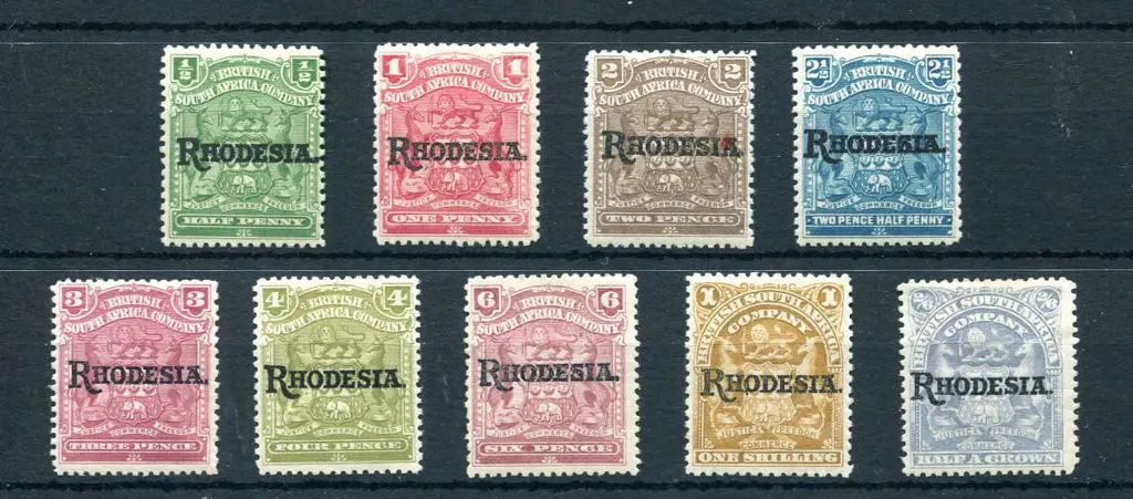 Rhodesia 1909/12 "RHODESIA" ovpts to 2/6d. Fresh ... Image 1++