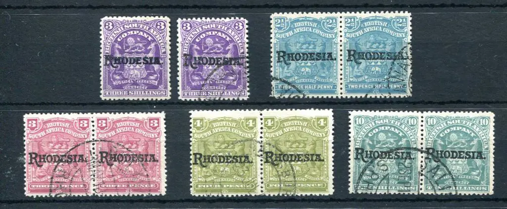 Rhodesia 1909/12 2½d, 3d, 4d & 10/- "RHODESIA" ... Image 1++