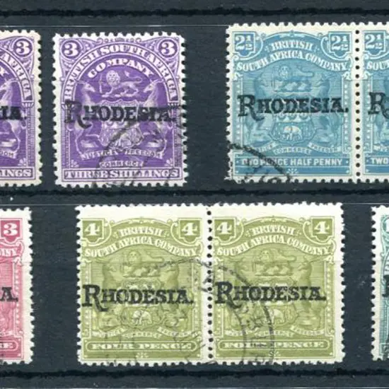 Rhodesia 1909/12 2½d, 3d, 4d & 10/- "RHODESIA" ...