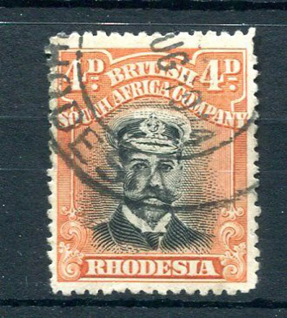 Rhodesia 1913/19 4d black & red- orange, Die II ... Image 1++