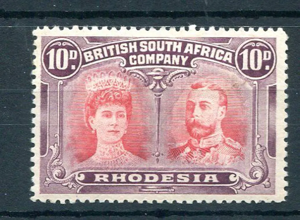 Rhodesia 1910/13 10d carmine & deep purple. MLH. ... Image 1++