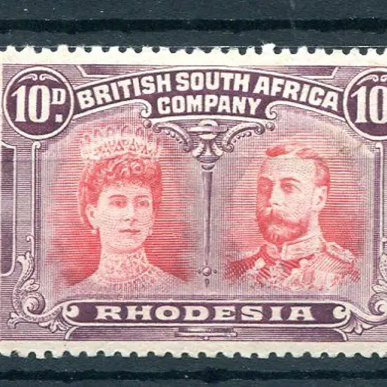 Rhodesia 1910/13 10d carmine & deep purple. MLH. ...