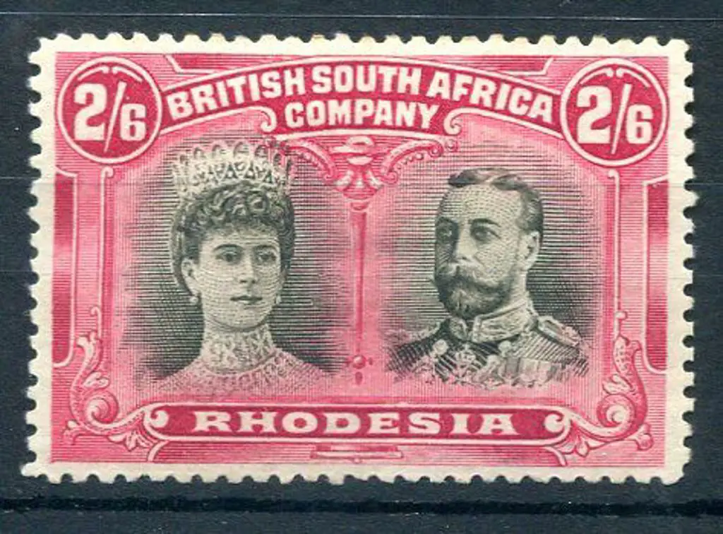 Rhodesia 1910/13 2/6d black & rose carmine. MLH/MH ... Image 1++