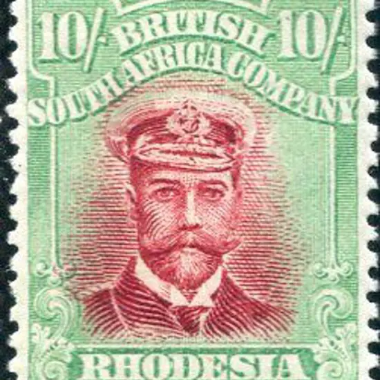 Rhodesia 1913/19 10/- carmine lake & intense ...