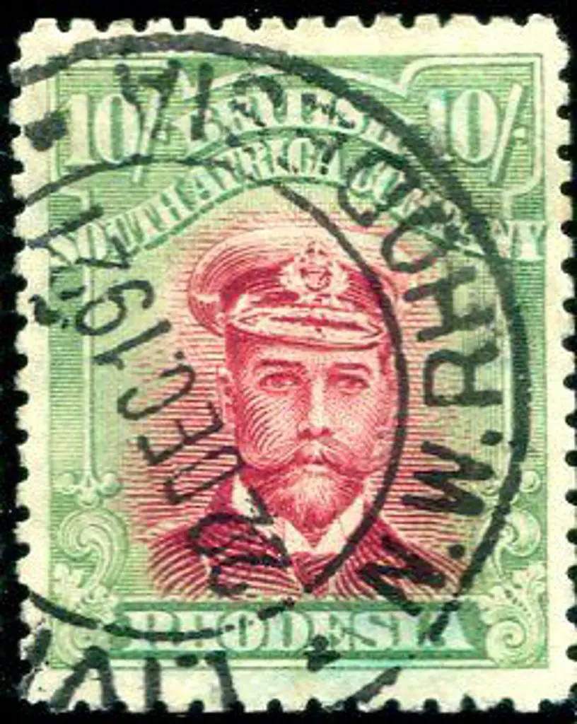 Rhodesia 1913/19 10/- carmine lake & yellow green, ... Image 1++