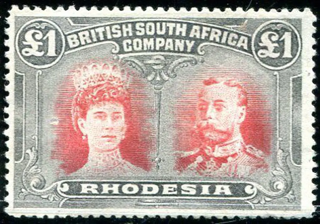 Rhodesia 1910/13 £1 red & black, perf. 15. MNG & ... Image 1++