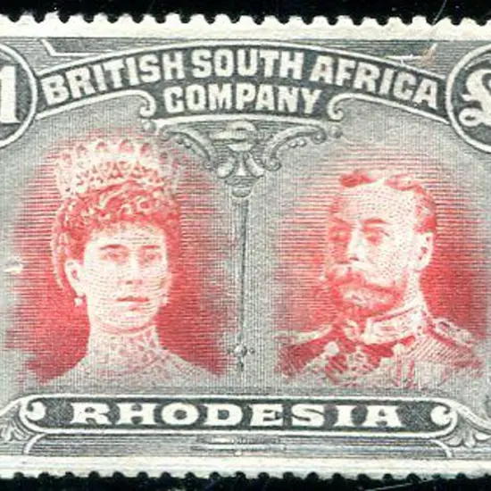 Rhodesia 1910/13 £1 red & black, perf. 15. MNG & ...