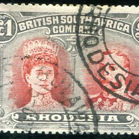 Rhodesia 1910/13 £1 red & black, perf. 15 postally ...