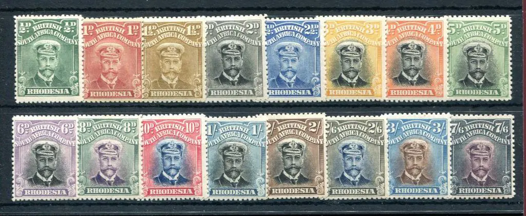 Rhodesia 1913/19 "Admirals" Die II set to 7/6d ... Image 1++