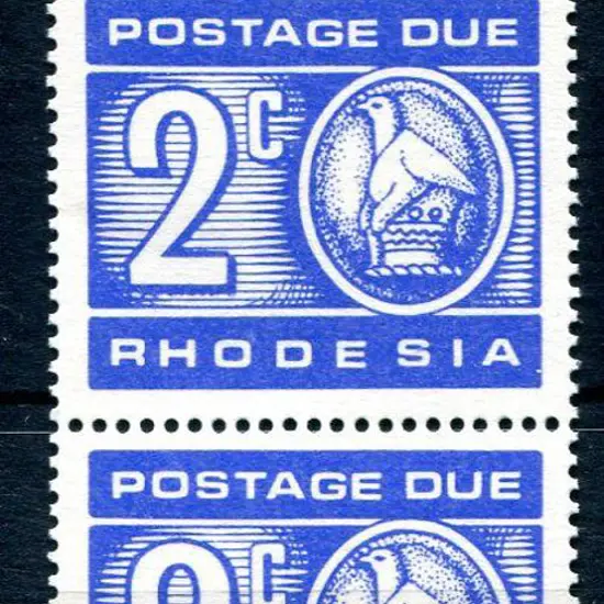 Rhodesia 1970 2¢ ultramarine Postage Due in vert ...