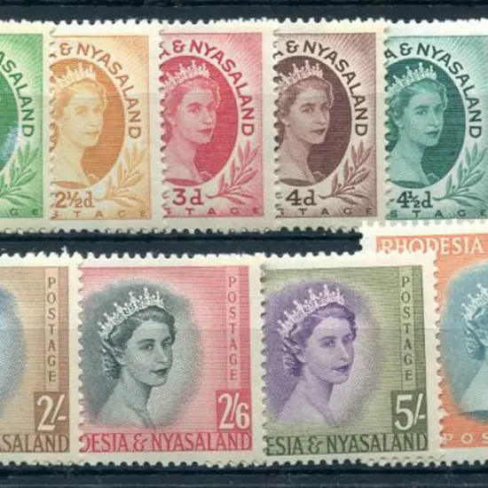 Rhodesia & Nyasaland 1954 QEII Defins set of 16 to ...