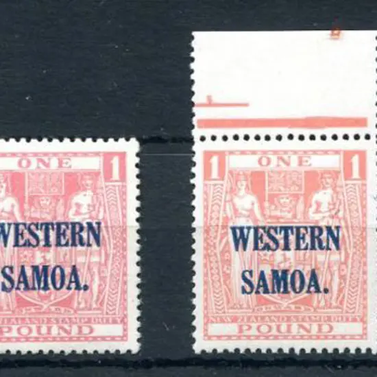 Samoa 1945/53 10/- & £1 Postal fiscals ovptd ...