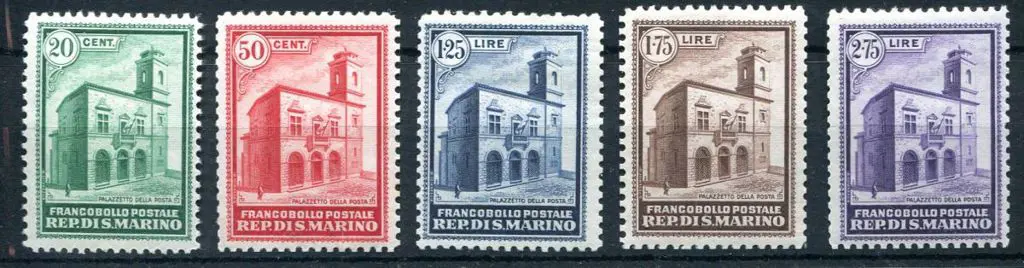San Marino 1932 New GPO building set of 5. Fine ... Image 1++