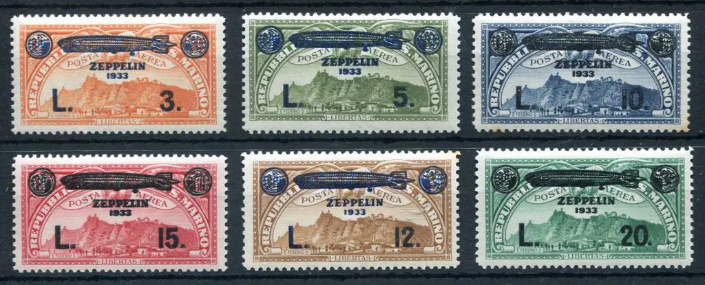 San Marino 1933 "ZEPPELIN 1933" ovptd surcharges ... Image 1++