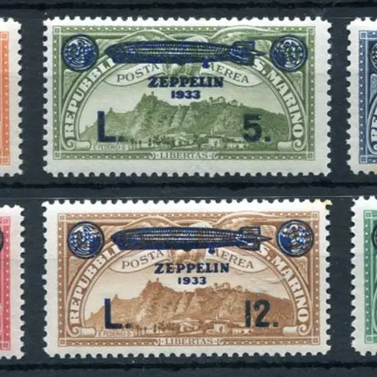 San Marino 1933 "ZEPPELIN 1933" ovptd surcharges ...