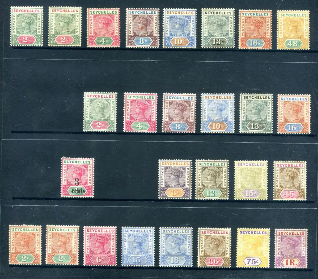 Seychelles 1890/1900 QV Die I selection comprising ... Image 1++