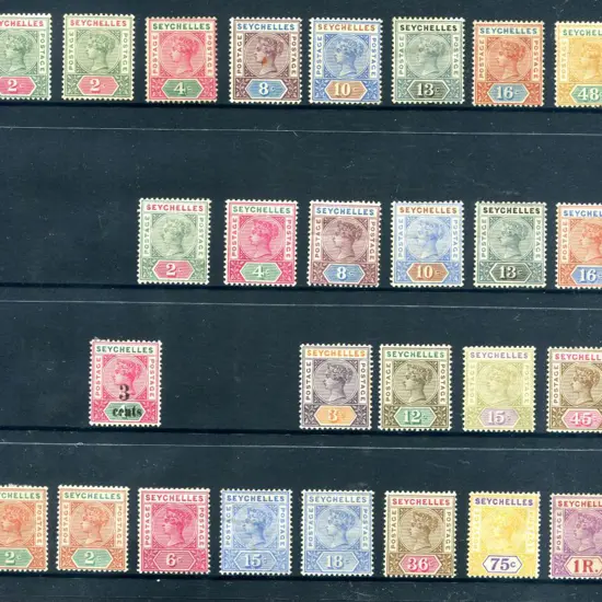 Seychelles 1890/1900 QV Die I selection comprising ...