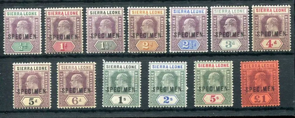 Sierra Leone1903 KEVII to £1 ovptd "SPECIMEN". ... Image 1++