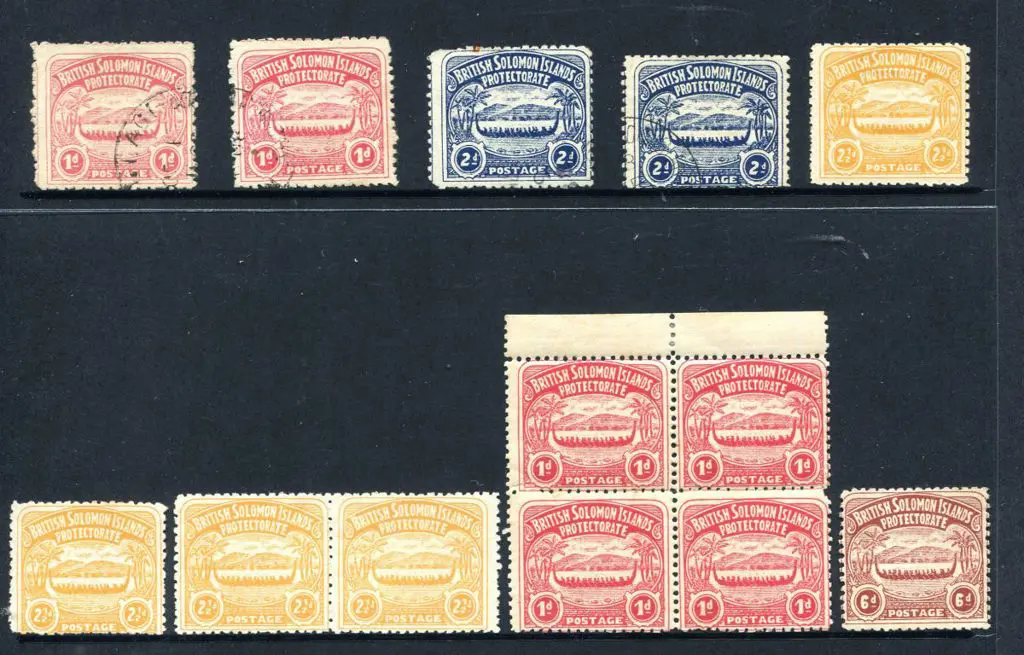 Solomon Islands 1907 Large Canoes selection ... Image 1++