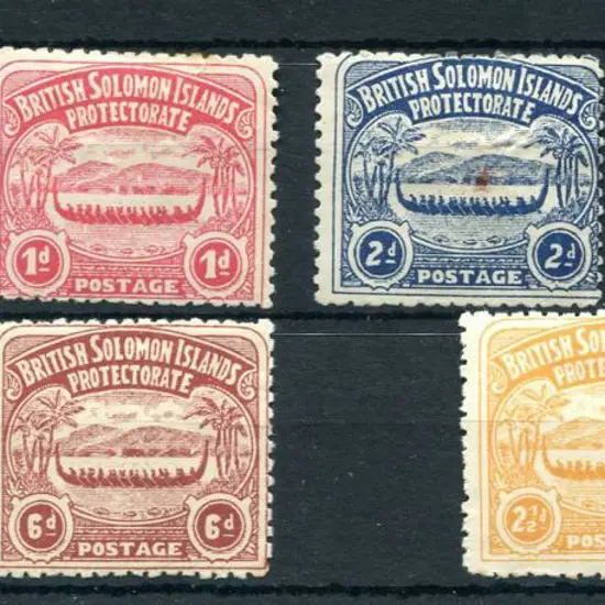 Solomon Islands 1907 Large Canoes set to 6d. MLH ...