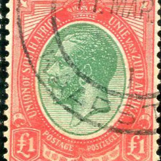 South Africa 1913 £1 green & red KGV. Fine used ...