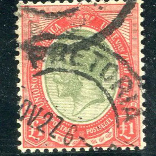 South Africa 1913/24 £1 green & red F/U plus pale ...