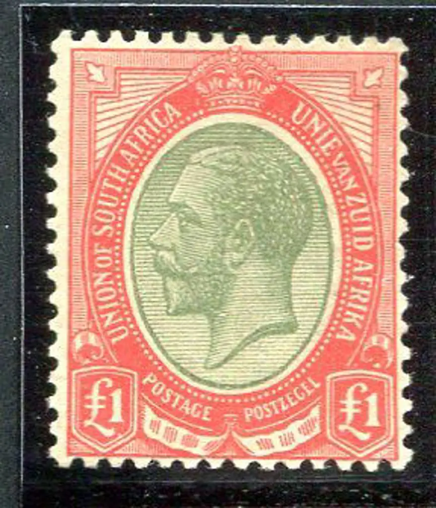 South Africa 1913/24 £1 KGV in both green & red & ... Image 1++