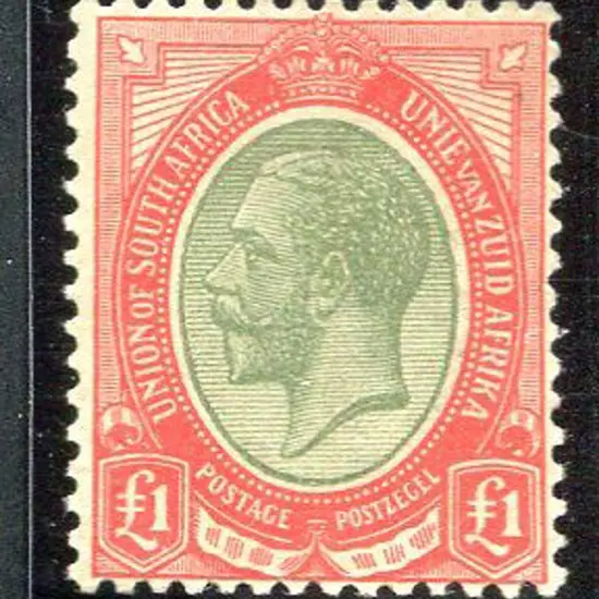 South Africa 1913/24 £1 KGV in both green & red & ...