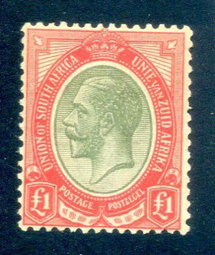 South Africa 1913/24 £1 pale olive-green & red ... Image 1++