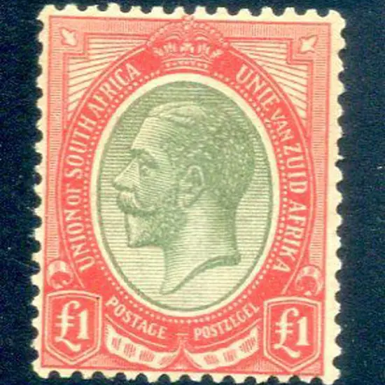 South Africa 1913/24 £1 pale olive-green & red ...