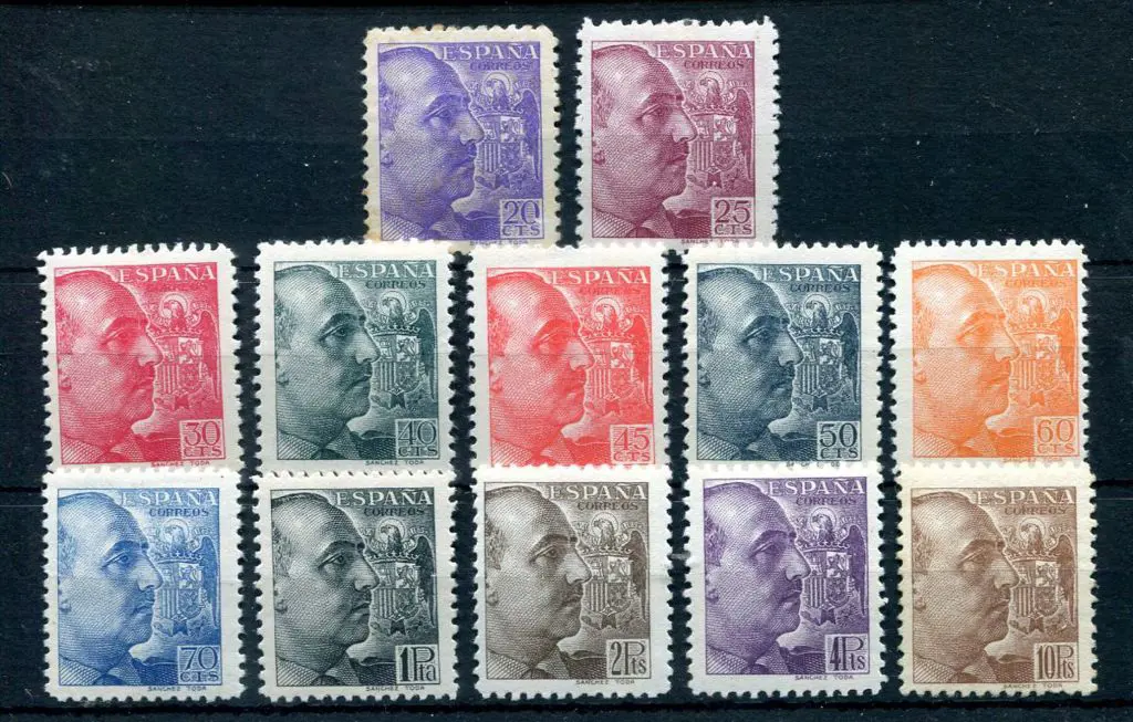 Spain 1939/40 General Franco perf. 10 set of 12 to ... Image 1++