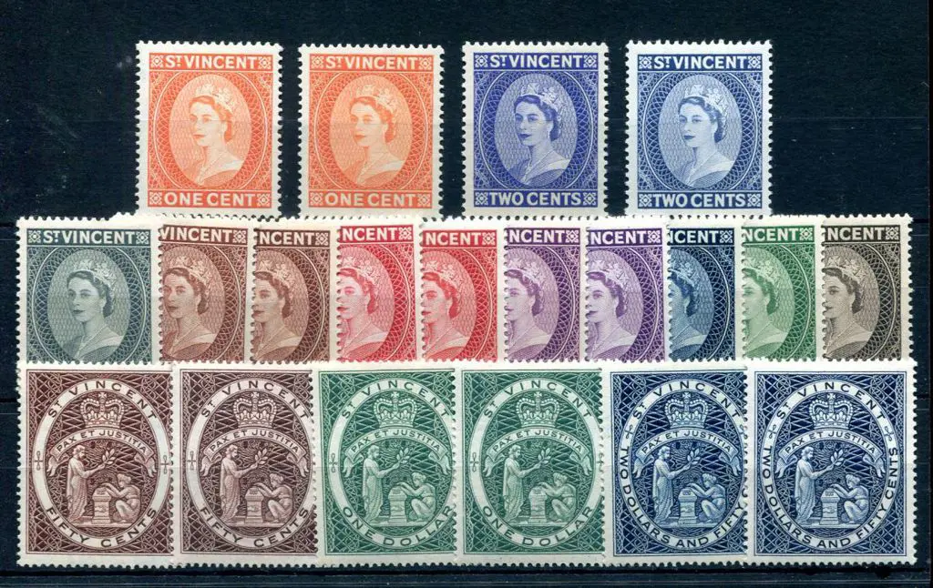 St Vincent 1955/63 QEII defins to $2.50 incl ... Image 1++
