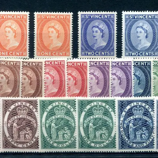 St Vincent 1955/63 QEII defins to $2.50 incl ...