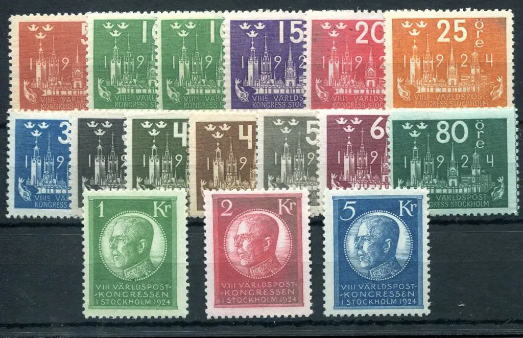 Sweden 1924 50th Anniv UPU Congress complete incl ... Image 1++
