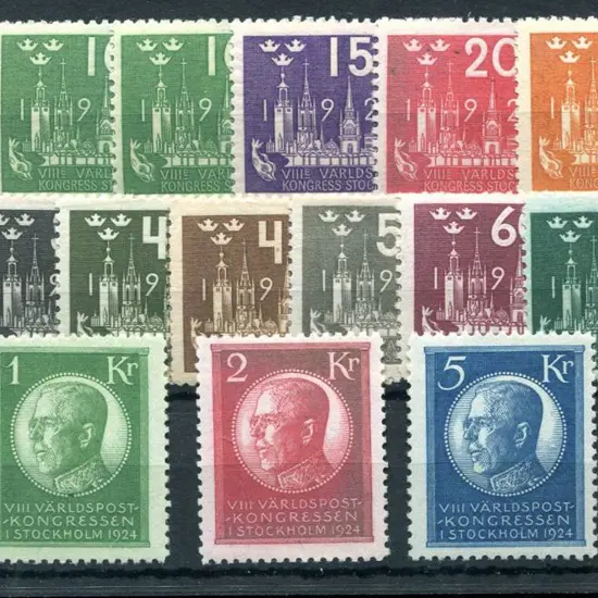 Sweden 1924 50th Anniv UPU Congress complete incl ...