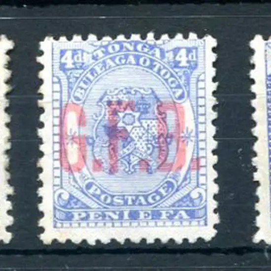 Tonga 1893 "GFB" as above, 8d with small tone ...