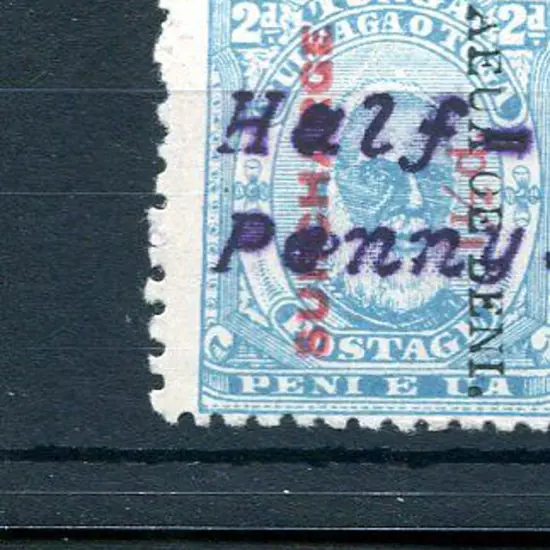 Tonga 1896 "Half-Penny" surcharge, perf. 12 x 11 ...