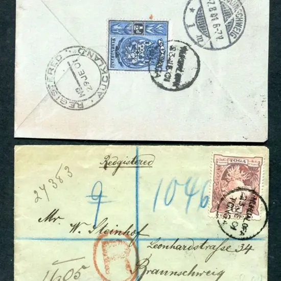 Tonga 1901 (23 June) Registered cover to Germany ...