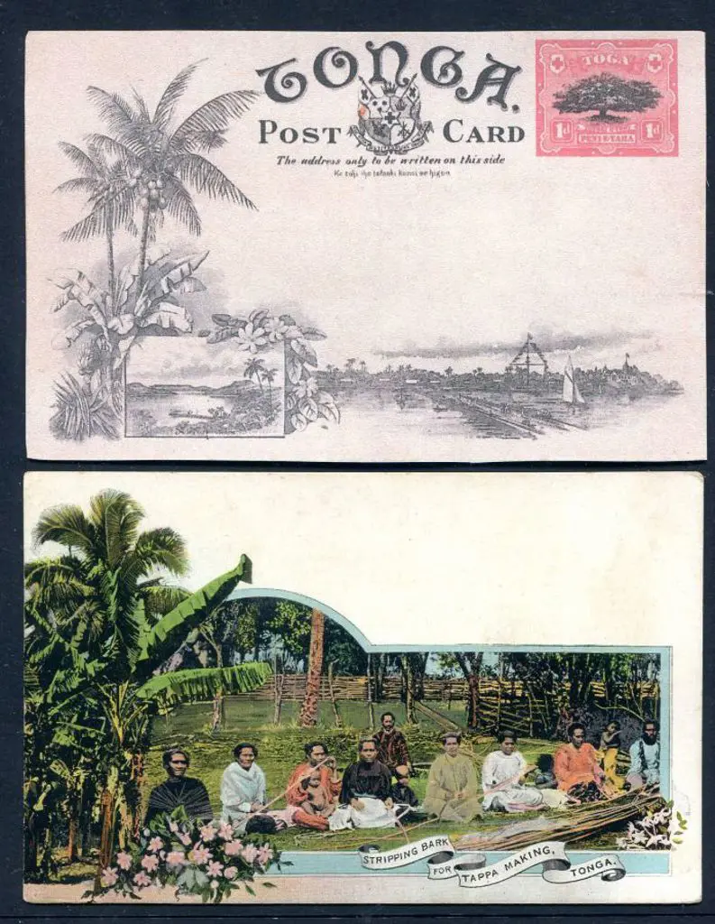 Tonga 1906 1d Pictorial postcard with printed 1897 ... Image 1++