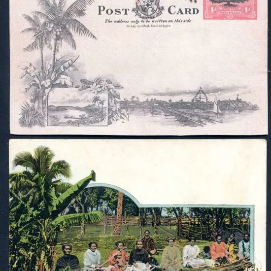 Tonga 1906 1d Pictorial postcard with printed 1897 ...