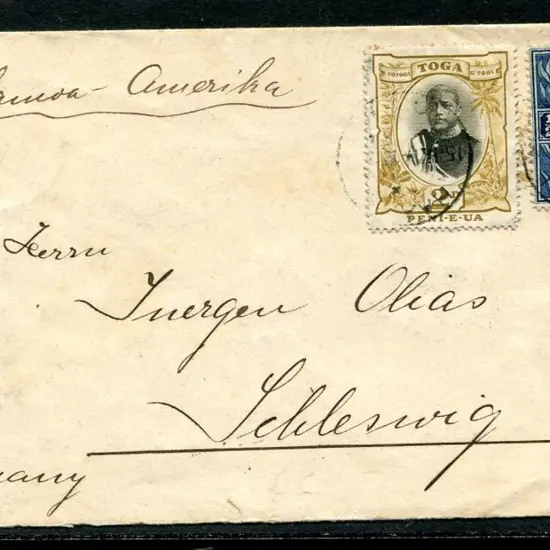 Tonga 1914 (15th Jan) Vavau to Schleswig cover ...