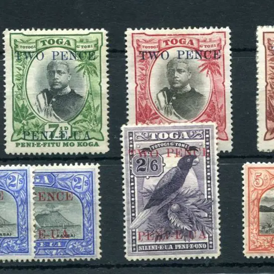 Tonga 1923/24 "TWO PENCE" surcharges as above. ...