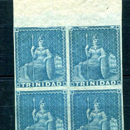 Trinidad 1851/55 1d deep blue in top imperf ...