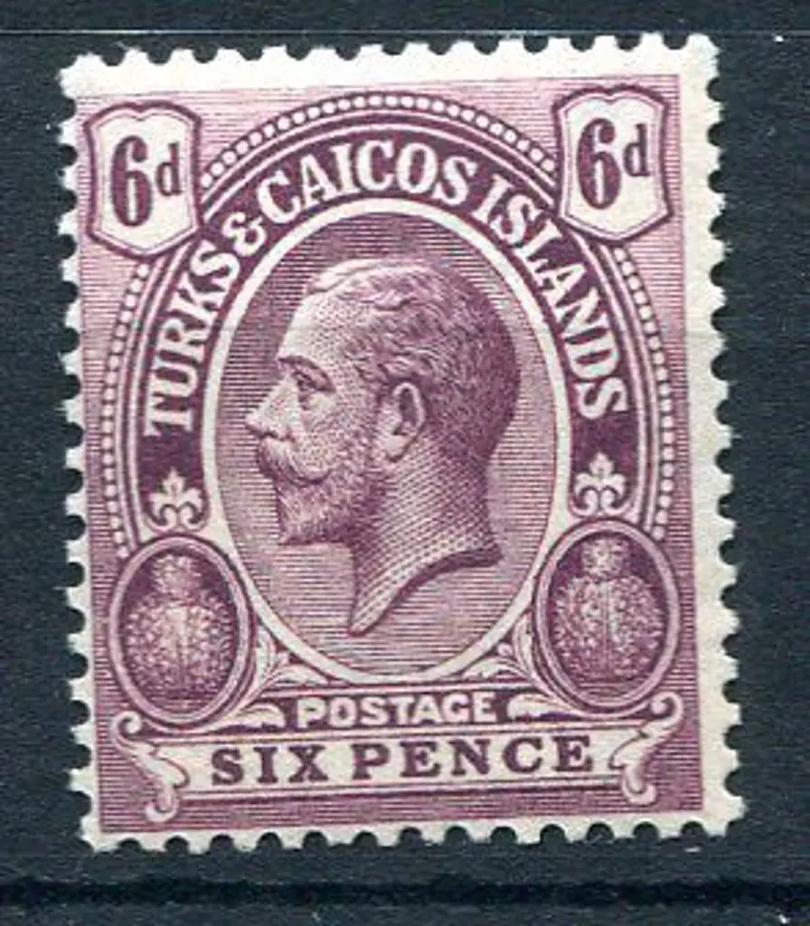 Turks & Caicos 1921 6d KGV with wmk reversed. ... Image 1++